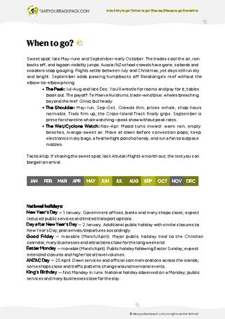 example page 1 from our offline Travel Guide for Cook Islands